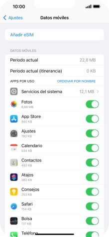 Pulsa el indicador junto a las aplicaciones deseadas para activar o desactivar la función.
