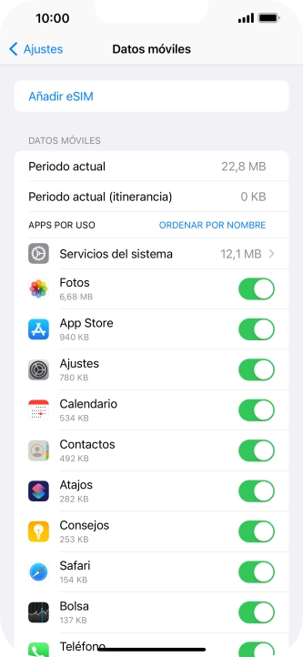 Pulsa el indicador junto a las aplicaciones deseadas para activar o desactivar la función.