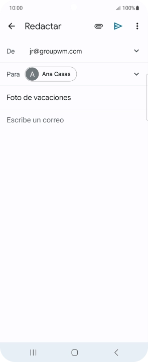 Pulsa en el campo de escritura  y escribe el texto del correo electrónico.