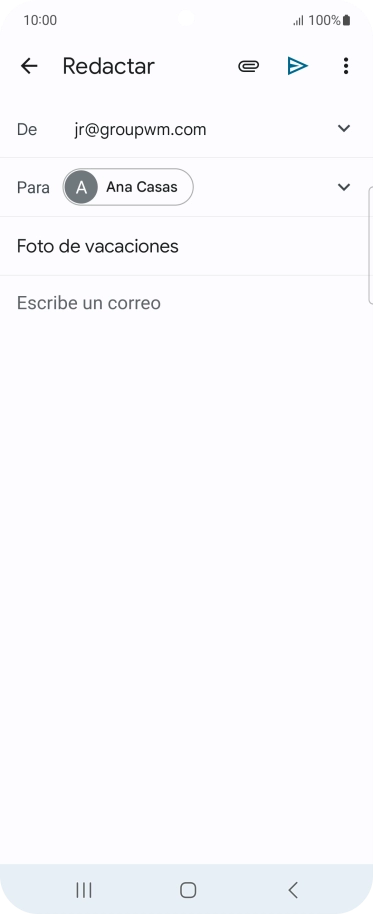 Pulsa en el campo de escritura  y escribe el texto del correo electrónico.