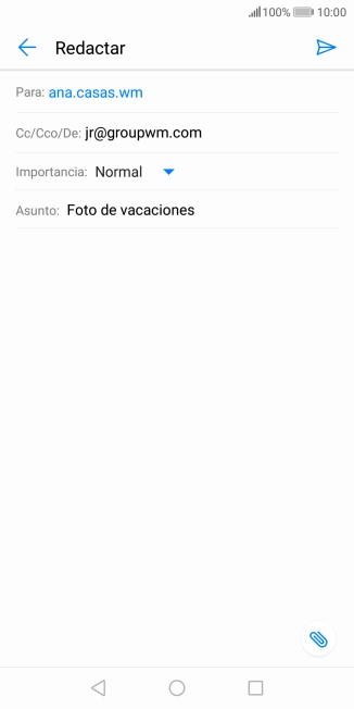 Pulsa en el campo de escritura  y escribe el texto del correo electrónico.