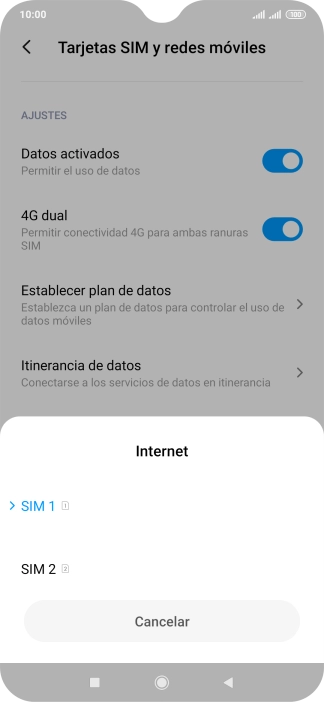 Pulsa la tarjeta SIM deseada.