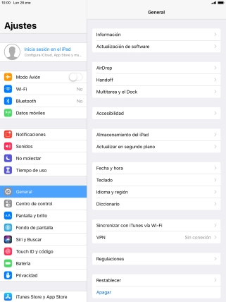 Pulsa Inicia sesión en el iPad.