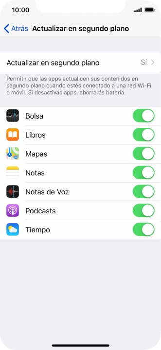 Pulsa Actualizar en segundo plano.