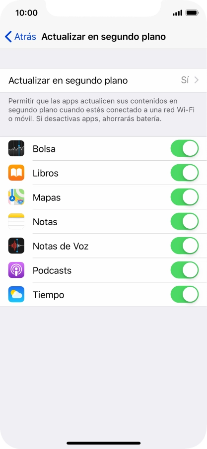 Pulsa Actualizar en segundo plano.