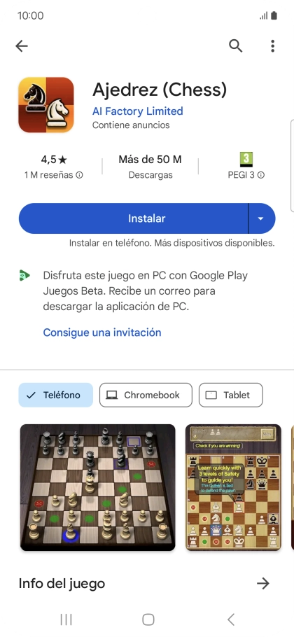 Pulsa Instalar y sigue las indicaciones de la pantalla para instalar la app.