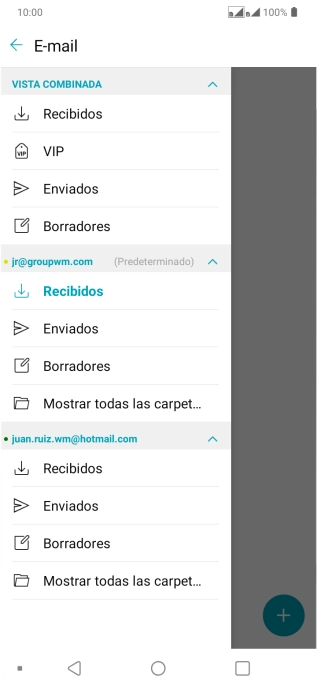 Pulsa Recibidos bajo la cuenta de correo electrónico deseada.