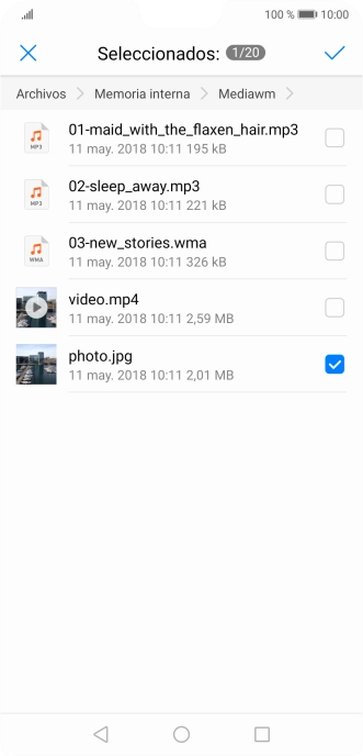 Pulsa el icono de aceptar.