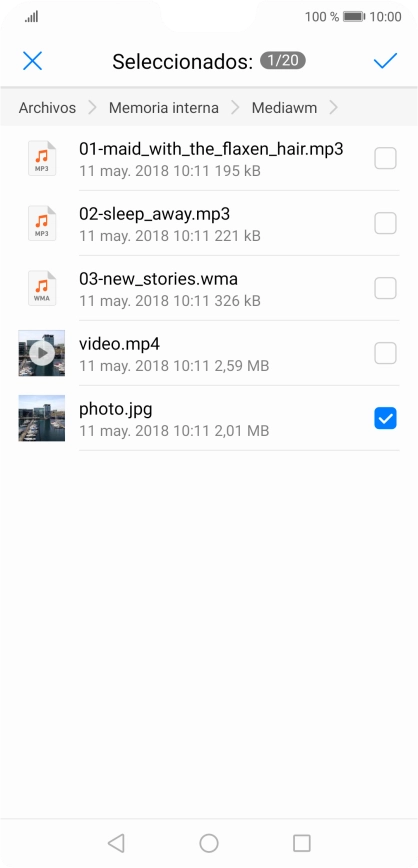 Pulsa el icono de aceptar.