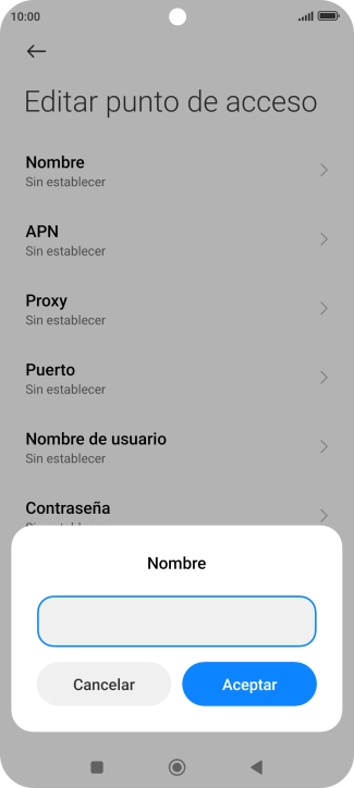 Introduce Vodafone Internet y pulsa Aceptar.
