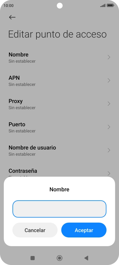 Introduce Vodafone Internet y pulsa Aceptar.