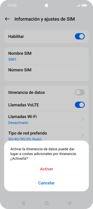 Si activas la función, pulsa Activar.