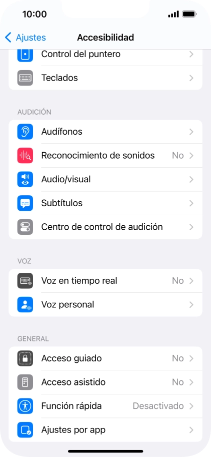 Pulsa una categoría bajo 