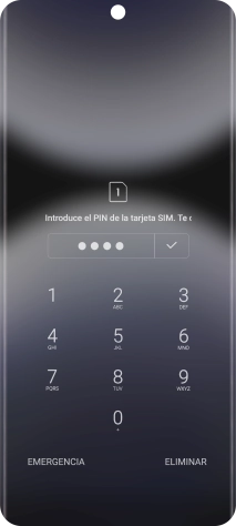 Si es necesario desbloquear la tarjeta SIM, introduce el código PIN y pulsa el icono de aceptar.