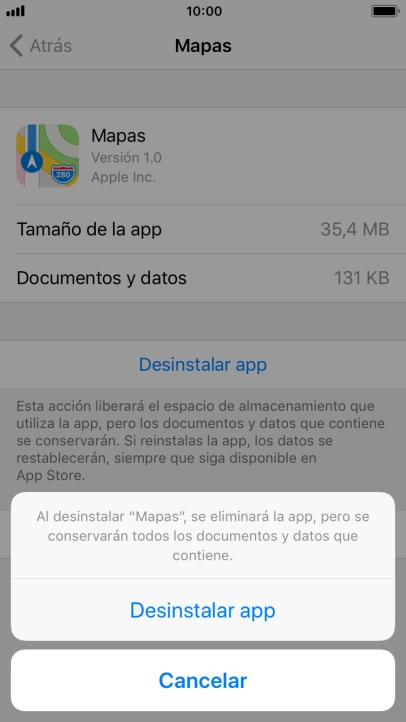 Pulsa Desinstalar app.