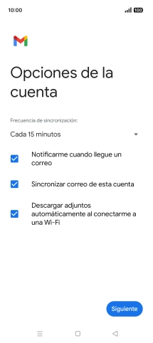 Si aparece en la pantalla esta imagen, tu cuenta de correo electrónico ha sido reconocida y configurada automáticamente. Sigue las indicaciones de la pantalla para introducir más información y terminar la configuración.