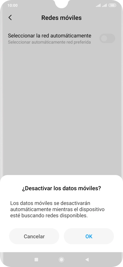 Pulsa OK y espera mientras el teléfono está buscando redes.