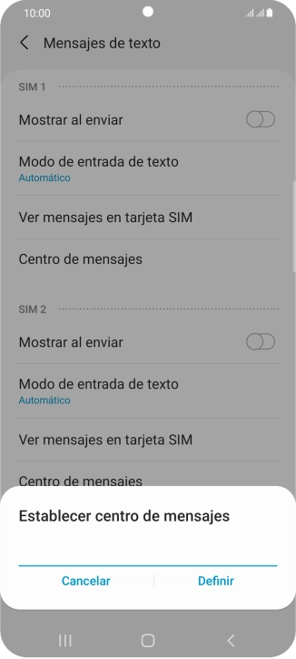 Introduce +34607003110 y pulsa Definir.