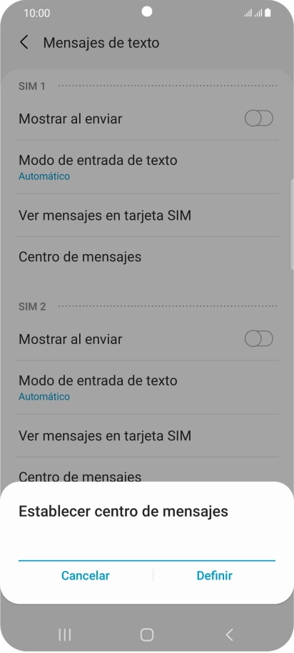 Introduce +34607003110 y pulsa Definir.