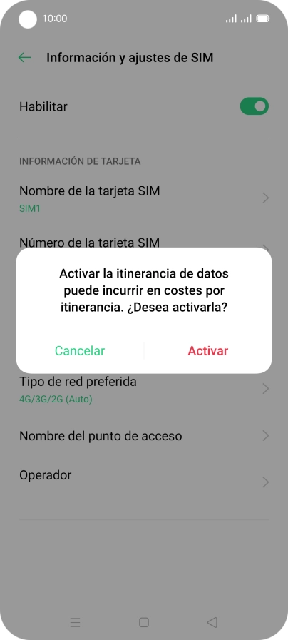 Si activas la función, pulsa Activar.