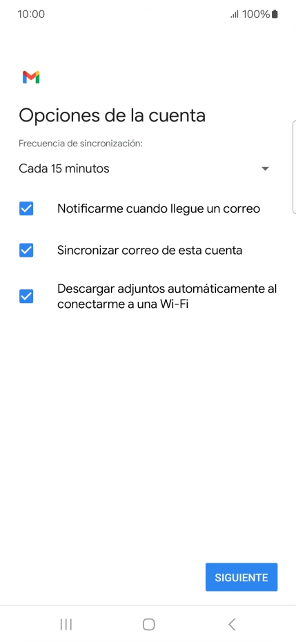 Si aparece en la pantalla esta imagen, tu cuenta de correo electrónico ha sido reconocida y configurada automáticamente. Sigue las indicaciones de la pantalla para introducir más información y terminar la configuración.
