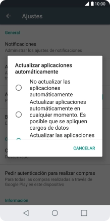 Para desactivar la actualización automática de apps, pulsa No actualizar las aplicaciones automáticamente.