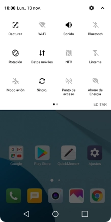Pulsa Modo avión para activar o desactivar la función.