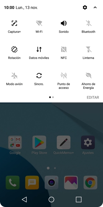 Pulsa Modo avión para activar o desactivar la función.