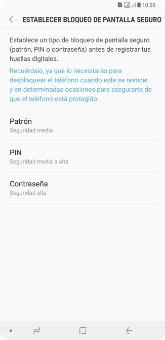 Pulsa el código de seguridad deseado y sigue las indicaciones de la pantalla para crear un código de seguridad del teléfono adicional.