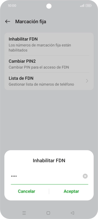 Introduce el código PIN2 y pulsa Aceptar.