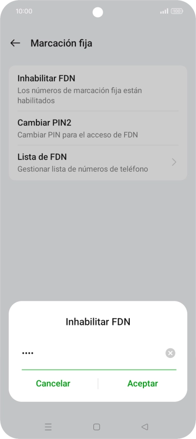 Introduce el código PIN2 y pulsa Aceptar.