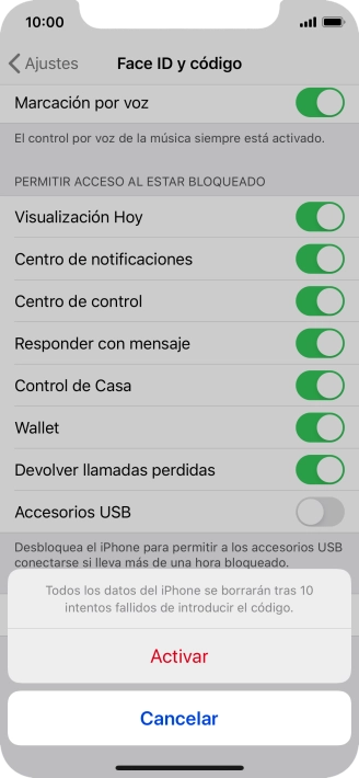 Si activas la función, pulsa Activar.