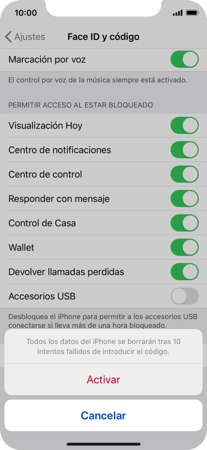 Si activas la función, pulsa Activar.