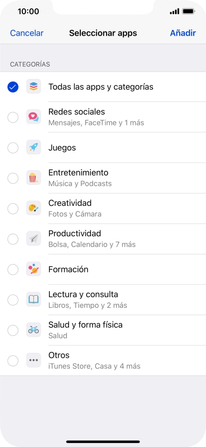 Pulsa las categorías deseadas.