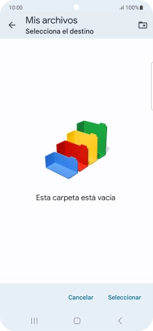 Si deseas crear una nueva carpeta, pulsa el icono de nueva carpeta y sigue las indicaciones de la pantalla para crearla.