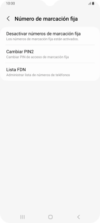 Pulsa Desactivar números de marcación fija.