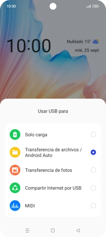 Pulsa Transferencia de archivos/Android Auto.