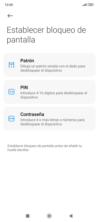 Pulsa el código de seguridad deseado.