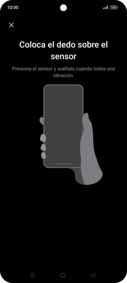 Sigue las indicaciones de la pantalla para crear una huella digital como código de seguridad.