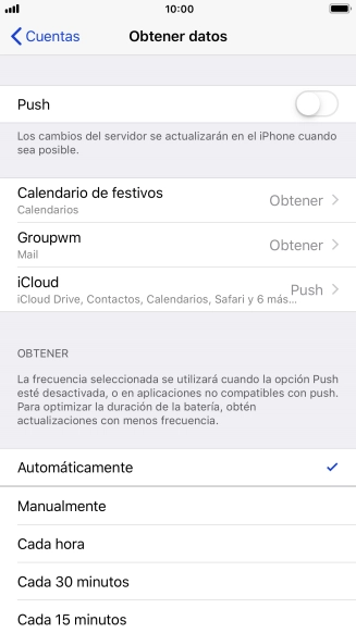 Si desactivas la función, pulsa el ajuste deseado.
