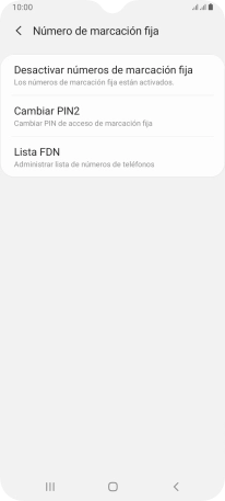 Pulsa Desactivar números de marcación fija.