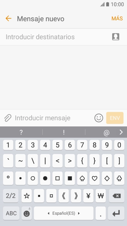 Pulsa ABC para volver a la introducción de texto.