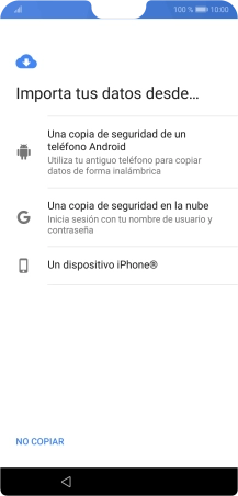 Pulsa la opción deseada y sigue las indicaciones de la pantalla para transferir contenido desde el otro teléfono y finalizar la activación de tu teléfono.