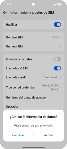 Si activas la función, pulsa Activar.