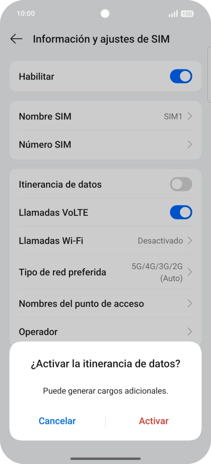Si activas la función, pulsa Activar.