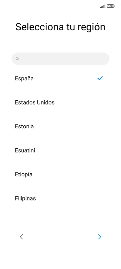Pulsa el país o el área deseados.