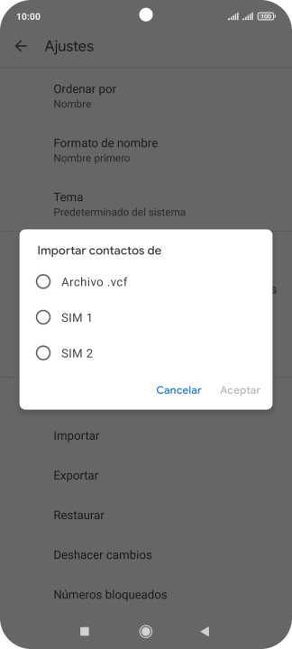 Pulsa la tarjeta SIM deseada.