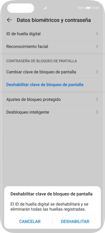 Introduce el código de seguridad extra que has creado anteriormente y pulsa DESHABILITAR.