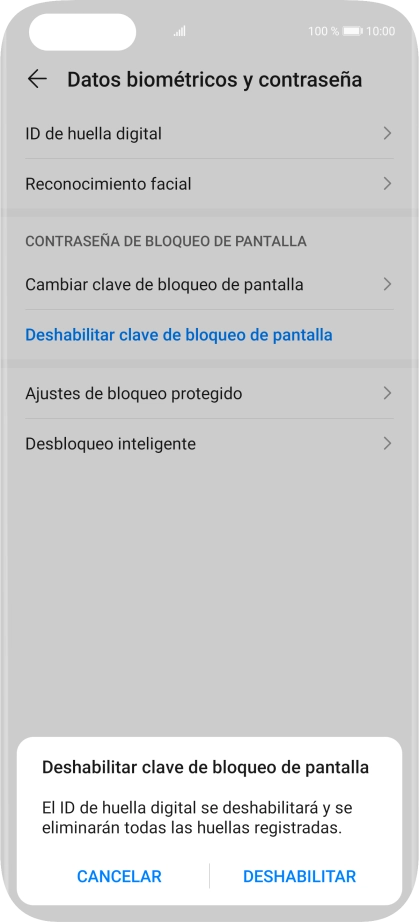 Introduce el código de seguridad extra que has creado anteriormente y pulsa DESHABILITAR.