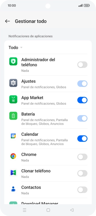 Pulsa el indicador junto a las apps deseadas para activar o desactivar la función.